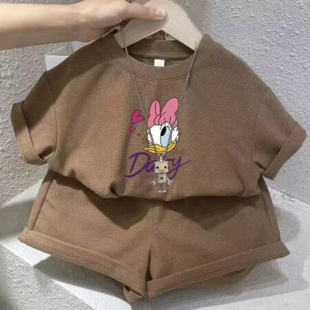 الصيف طفل الفتيات الملابس مجموعة طفل أزياء ديزني المطبوعة تي شيرت والسراويل 2PCS دعوى الأطفال قصيرة الأكمام أعلى أسفل وتتسابق