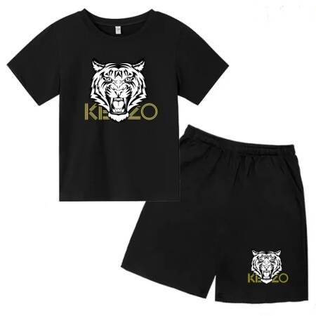 أطفال تي شيرت بنين بنات الصغار 3-12Y موضة لطيف النمر طباعة ماركة الملابس قصيرة الأكمام + السراويل 2P مجموعة الرياضة الترفيه في الهواء الطلق