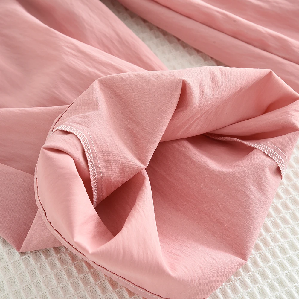 Bear Leader الصيف فتاة الوردي متقلب قصيرة الأكمام أعلى الصلبة بنطال ذو قصة أرجل واسعة قطعتين مجموعة لملابس كاجوال للأطفال - Image 5