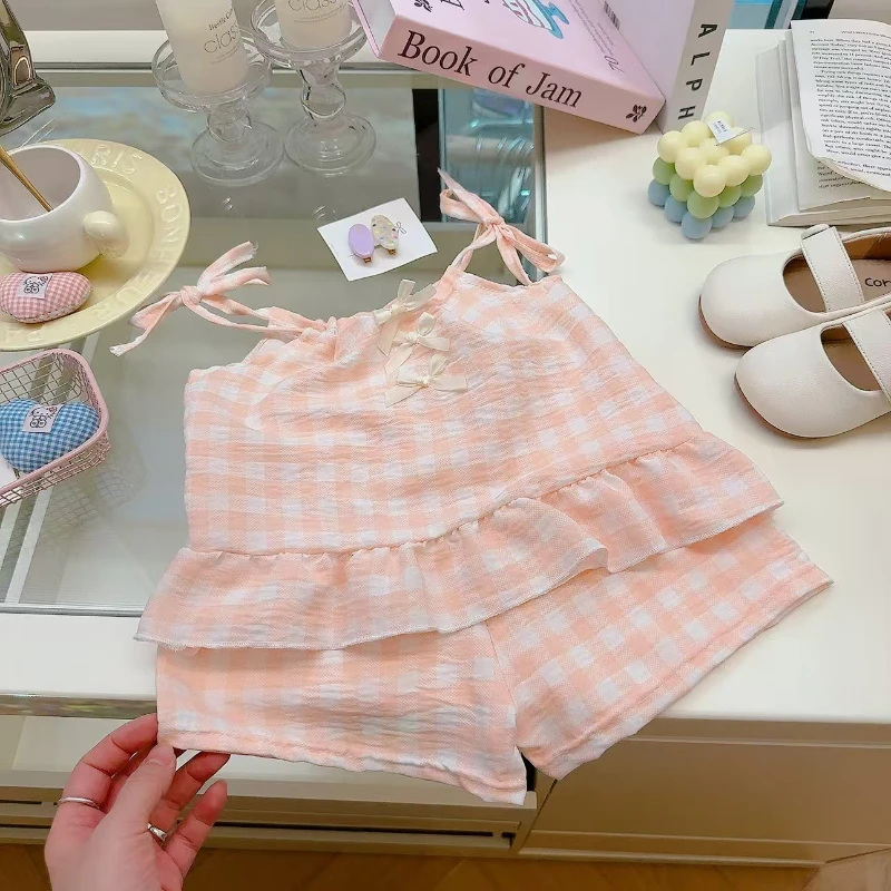 طقم صيفي جديد للبنات: شورت بحمالات وتنورة بتصميم أميرة منقوشة بفيونكة، طقم أنيق وعصري للرضع والأطفال الصغار - Image 5