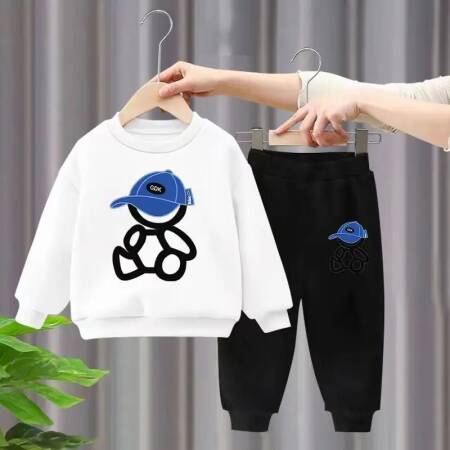 طقم بلوفر وبنطلون مطبوع عليه كارتون للأطفال ، بلوزات ، بدلات رياضية ، طفلة صغيرة ، ولد ، طفل ، بنات ، موضة ، خريف ، 2