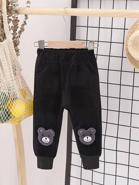 سروال أطفال مبطن بالصوف للجنسين للأولاد والبنات، خريف ربيع جديد فضفاض مناسب سروال طويل ملابس خارجية، ملابس غير رسمية