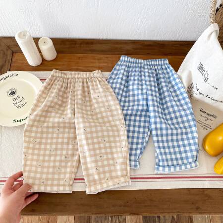 بنطلون رياضي فضفاض بنقشة منقوشة للأولاد ، بنطلون رقيق للطفل الصغير ، بنطلون مطبوع بسيط متعدد الاستخدامات ، ملابس خارجية غير رسمية ، موضة بنمط جديد ، ربيعي