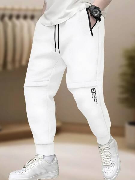 بنطلونات للأولاد، سراويل شتوية مخملية، جيوب بسحاب، بنطلونات رياضية للراحة في المنزل والخارج، نمط سميك، بسيط ومقاس كبير. 7-1