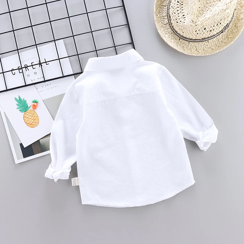 جديد الأطفال الصلبة الأبيض الفتيان/الفتيات قمصان الاطفال بلايز الفتيان/الفتيات طويلة الأكمام ملابس الزفاف الطفل تي شيرت علوي 0-4 سنوات - Image 2