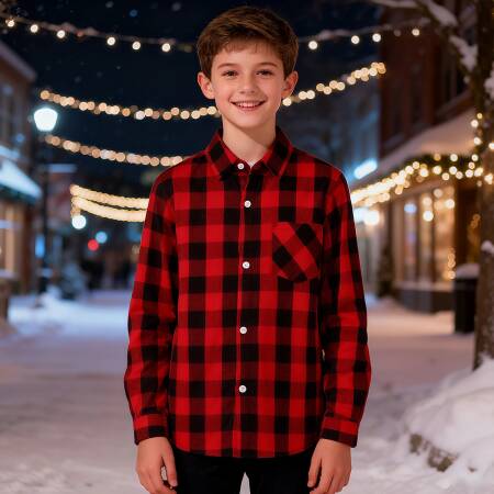 الأولاد عيد الميلاد قميص الاطفال عيد الميلاد الأحمر فحص الزي السنة الجديدة حفلة هدية التصوير الفوتوغرافي الملابس الرسمية منقوشة طويلة الأكمام ملابس علوية من القطن
