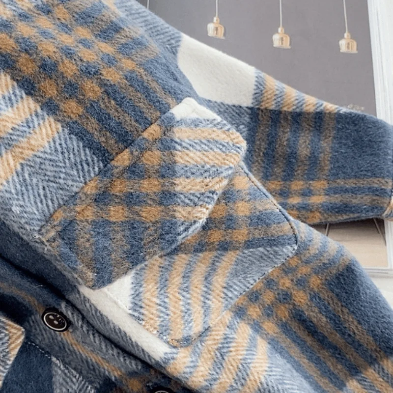 أزياء طفلة الصبي منقوشة قميص سترة القطن الطفل قميص سميكة الصوف فضفاض الزي الشتاء ربيع الخريف الطفل ملابس كاجوال 3-14Y - Image 3