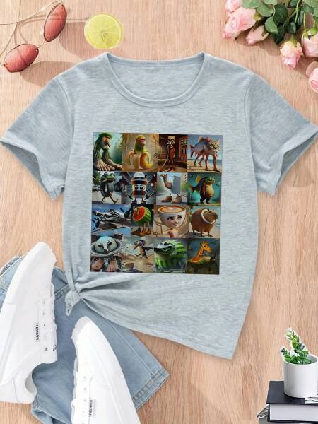 للجنسين تي شيرت مانج كيد الإيطالية Brainrot تي شيرت الاطفال الكرتون أنيمي طباعة الملابس جولة الرقبة الأساسية الفتيان الفتيات بلايز القمصان