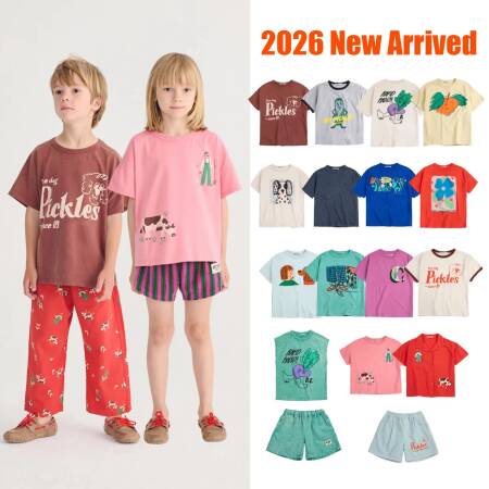 تي شيرت أطفال صيفي 2026 بطباعة كرتونية، قمصان للأولاد والبنات، قطن بأكمام قصيرة، ملابس أساسية للأطفال