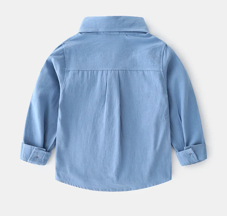 قمصان صفراء لطيفة للأولاد والبنات ملابس قطنية بأكمام طويلة للأطفال الصغار قمصان بياقة كورية للأطفال قميص سفلي للأطفال - Image 5