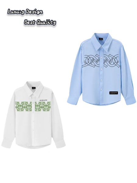 قميص الأطفال الربيع 2026 اتجاه جديد قميص الأطفال الأكمام الطويلة طباعة الرسالة قمصات القطن الحزب ملابس عادية قميص الأطفال في سن المراهقة مصمم ملابس الأطفال لـ 2 4 6 8 9 10 11 13 14 15 16 سنة