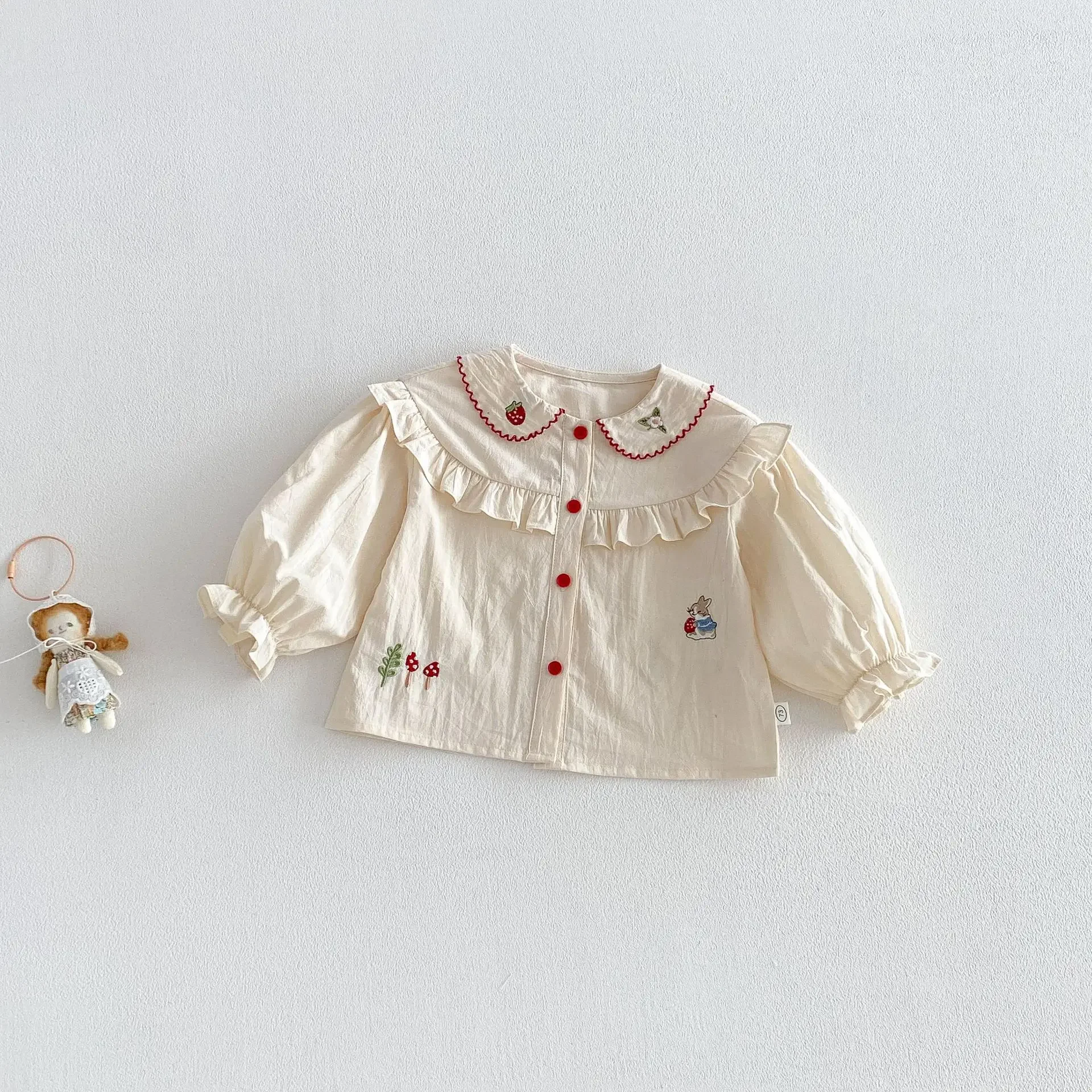 بنطلون جينز للفتيات بخصر مطاطي وحواف دانتيل للأطفال من 0-5 سنوات، موديل ربيع 2026 بأسلوب كوري، ملابس مريحة للفتيات - Image 4