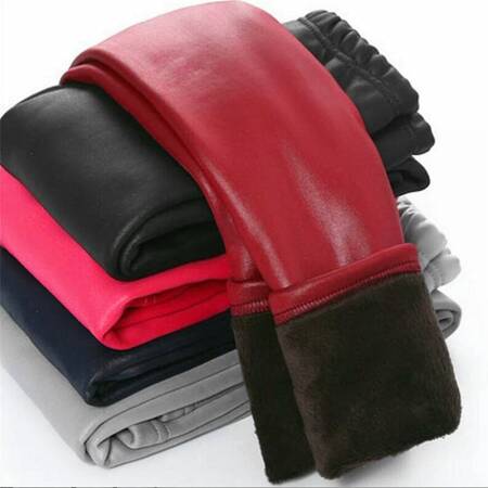 الفتيات الملابس بانت الخريف الشتاء الفتيات ضئيلة رشاقته تقليد الجلود يغطي الرجل الفتيات زائد المخملية السراويل الدافئة لفتاة السراويل