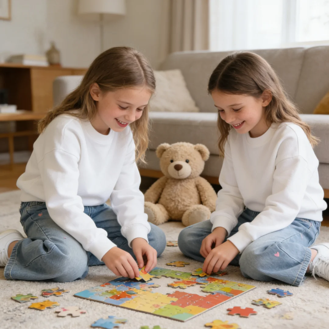 جينز أنيق للأطفال قابل للتنفس بناتي مع تطريز على شكل قلب حلو ولطيف بنطلون دنيم للربيع والخريف ناعم وخفيف الوزن بقصة واسعة من الأسفل - Image 4