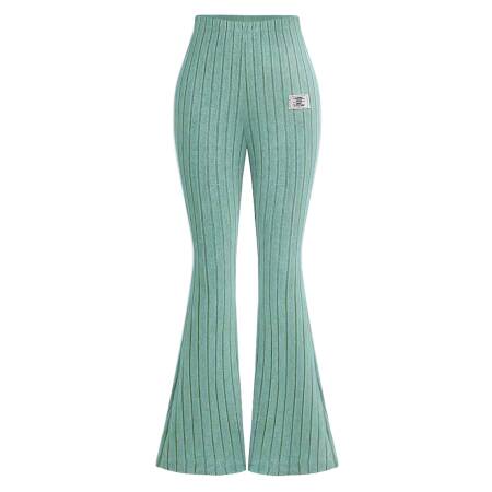 بنطلونات ضيقة مزينة بالزهور للفتيات، سراويل واسعة متعددة الاستخدامات من القماش المطاطي المنسوج، بنطلونات يوجا مخططة للفتيات