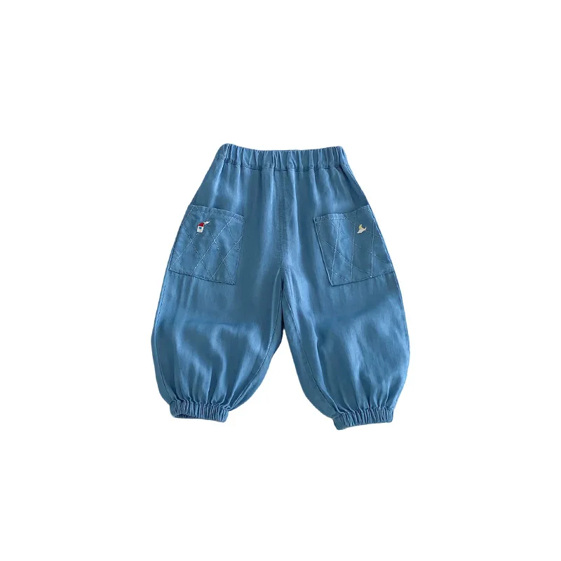 جينز أطفال مطرز برسومات كرتونية لفصلي الربيع والخريف، بنطلون كاجوال للأولاد والبنات، ليجنز طويل عصري بخصر مطاطي - Image 5