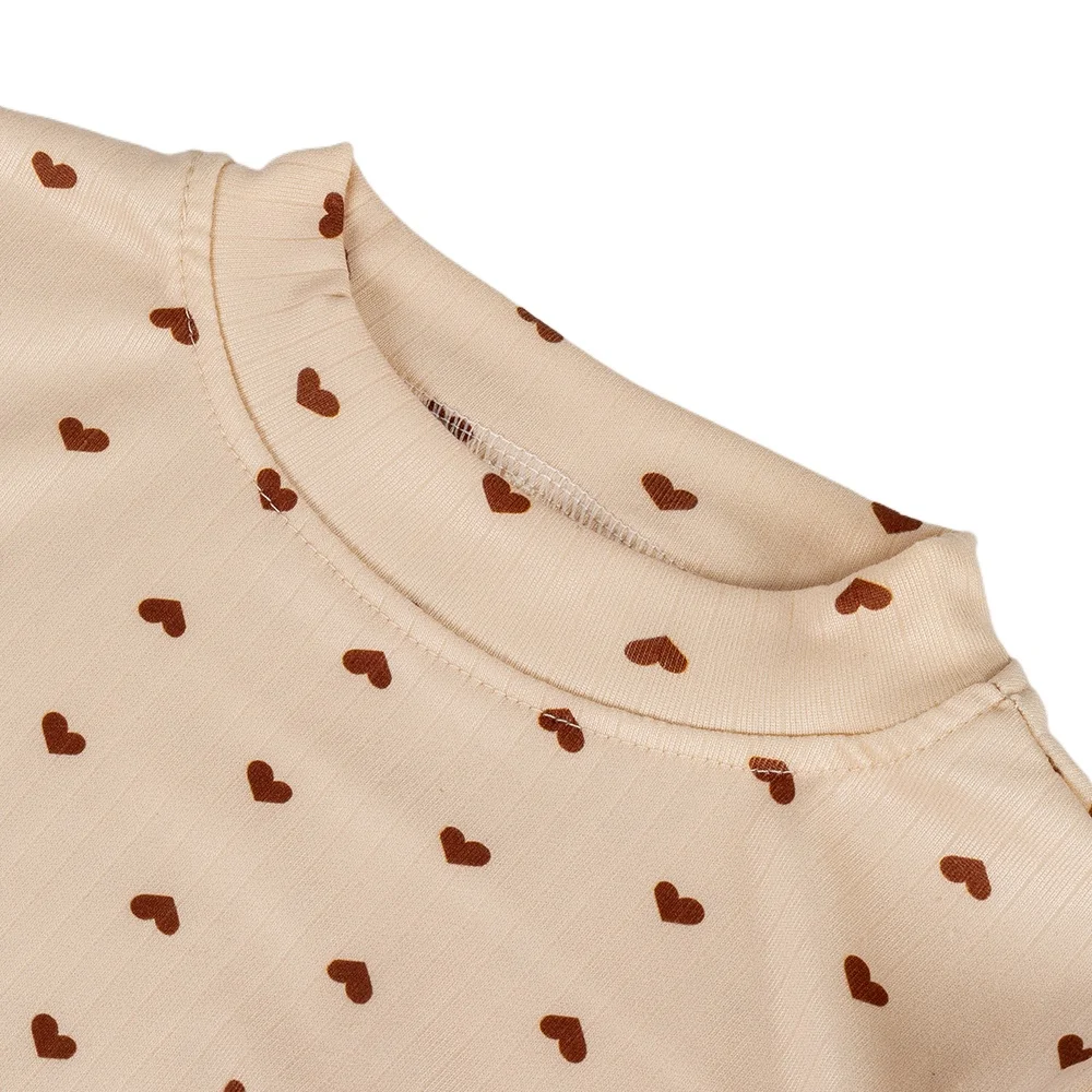 ربيع الخريف الفتيات كشكش طوق الأزهار قميص مطبوع الأطفال الصلبة مضلع قاع قميص طفل رضيع عادية القطن تيز الملابس - Image 3