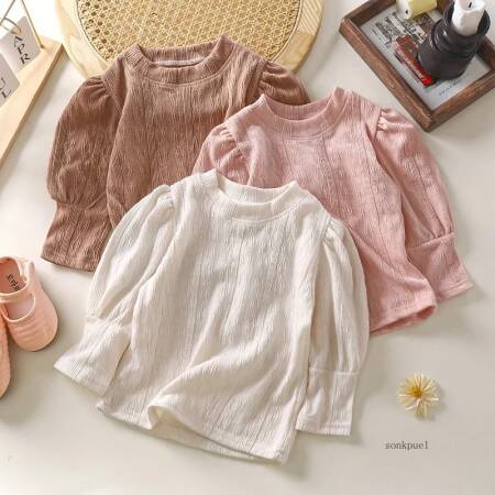 الفتيات طويلة الأكمام تي شيرت ملابس الربيع والخريف نمط الطفل ملابس الأطفال ملابس داخلية للأطفال قاعدة قميص أعلى