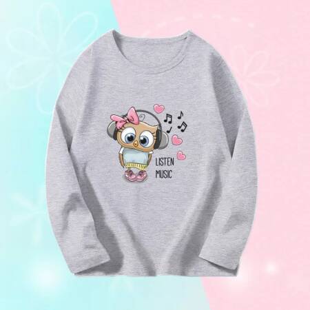 تي شيرت قطني بأكمام طويلة للبنات ، لطيف ، غير رسمي ، للأطفال الصغار ، لفصل الربيع والخريف