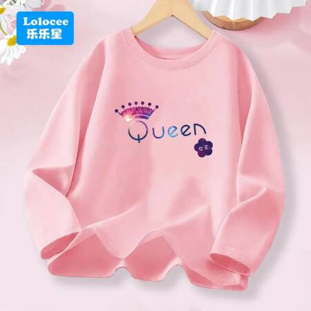 تي شيرت بناتي بأكمام طويلة-تاج "الملكة" مطبوع للأطفال كارتون علوي 2026 ربيع الخريف ملابس أطفال جديدة