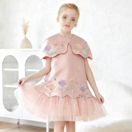 فساتين أعياد ميلاد أنيقة للأطفال لعام 2026 بزهور ثلاثية الأبعاد، فستان أميرة بحمالات، تنورة كيك، فستان حفلات رسمي، ملابس أطفال للعيد