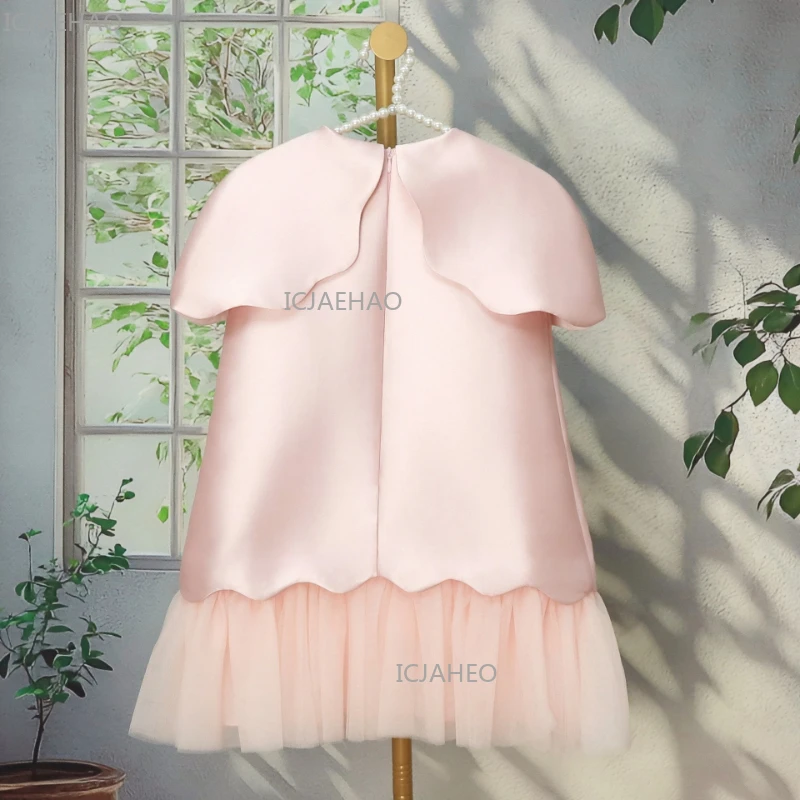 فساتين أعياد ميلاد أنيقة للأطفال لعام 2026 بزهور ثلاثية الأبعاد، فستان أميرة بحمالات، تنورة كيك، فستان حفلات رسمي، ملابس أطفال للعيد - Image 3