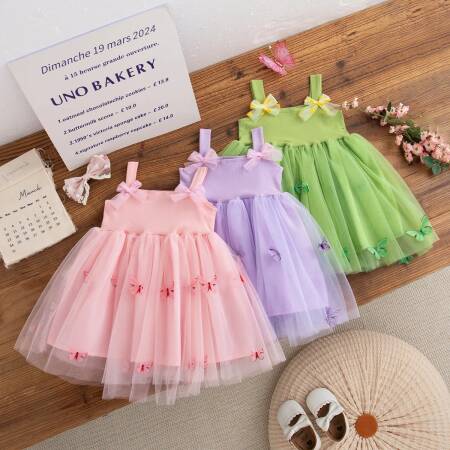 صيف جديد ملابس الطفل فتاة أنماط الأزهار والأقواس الرسن منتفخ فتاة طفل فستان لطيف عادية طفلة فساتين الأميرة