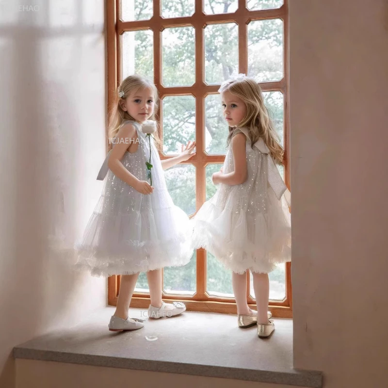 فستان حفلات جديد للفتيات للأطفال بياقة بيتر بان بدون أكمام من التول فستان الأميرة للمضيف أداء البيانو والولائم الرسمية - Image 3