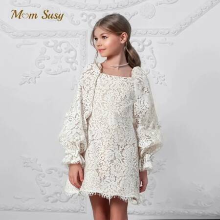 طفلة الأميرة فستان الدانتيل الرضع طفل رضيع خمر فيستدو طويلة الأكمام حفل زفاف مسابقة عيد ميلاد ملابس الطفل 1-12Y