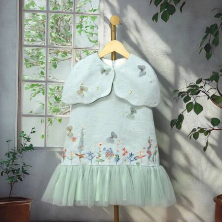 فستان أميرة أنيق للبنات بتصميم زهور ثلاثية الأبعاد وفيونكة لعام 2026، زي رسمي للأطفال، فستان حفلات أعياد الميلاد، ملابس أطفال للمناسبات الخاصة