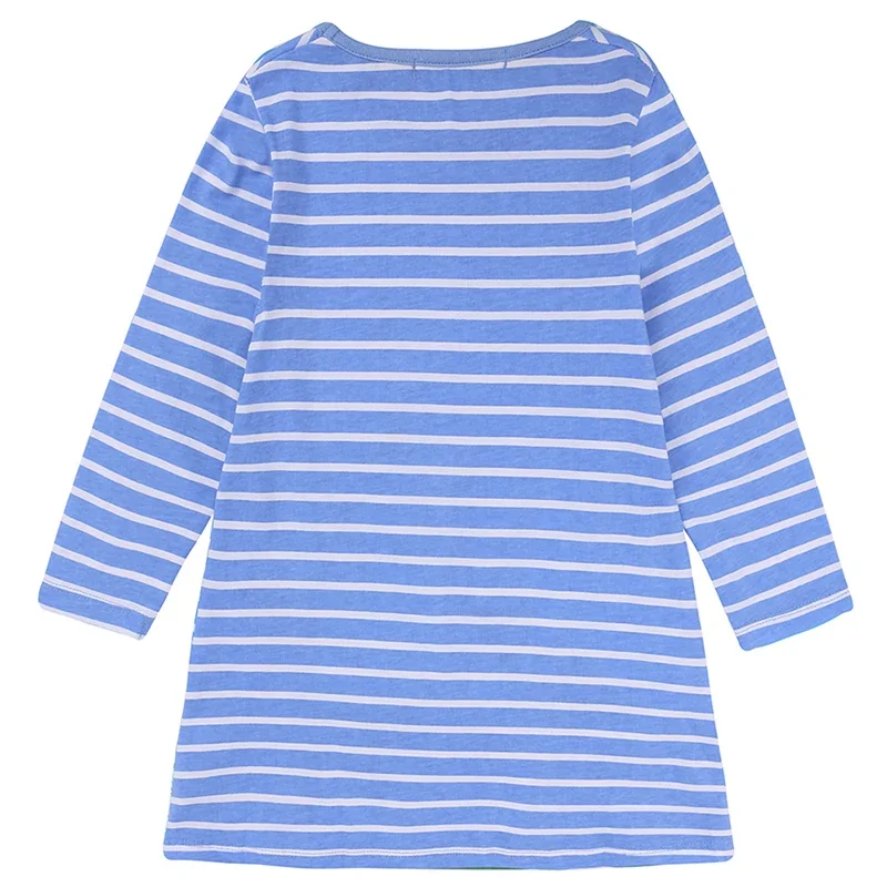 تنورة قطنية بأكمام طويلة للأطفال ، فستان مطرز للبنات ، فساتين كرتونية للأطفال ، كاجوال - Image 6