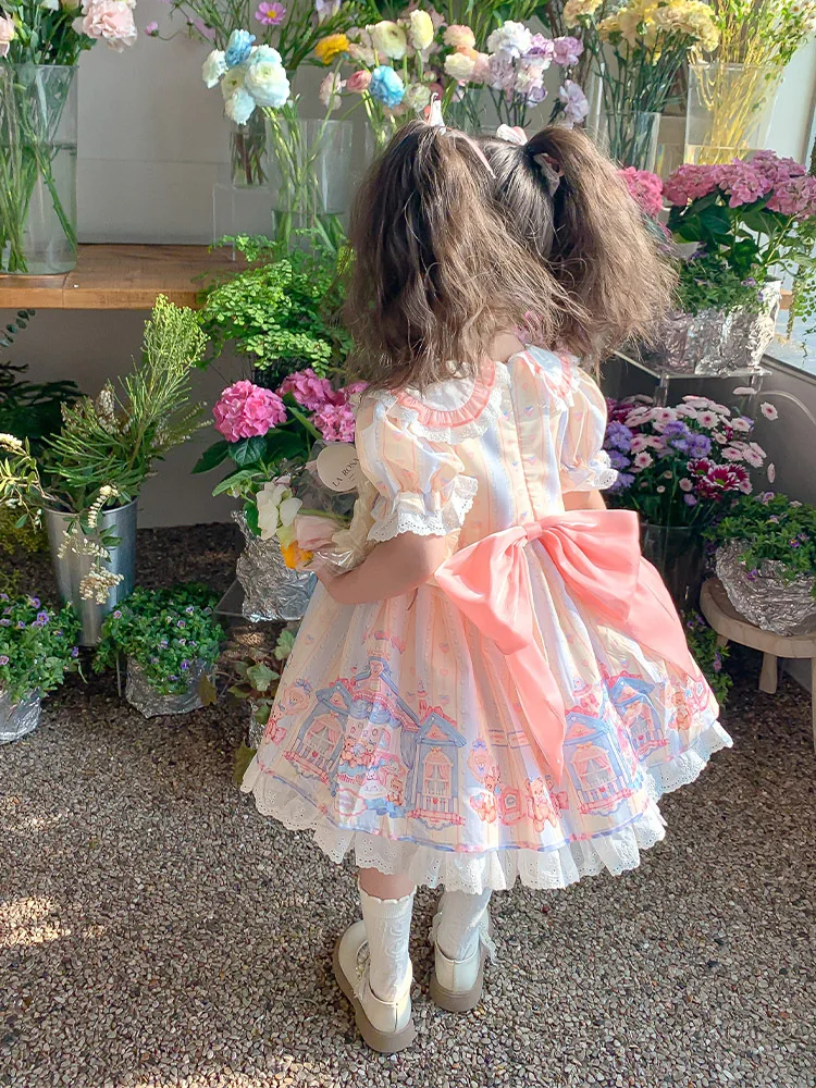 فستان لوليتا الأميرة بأكمام فقاعية حلوة للفتيات، فستان عيد ميلاد صيفي جديد للأطفال، فستان كوري بأكمام قصيرة - Image 5