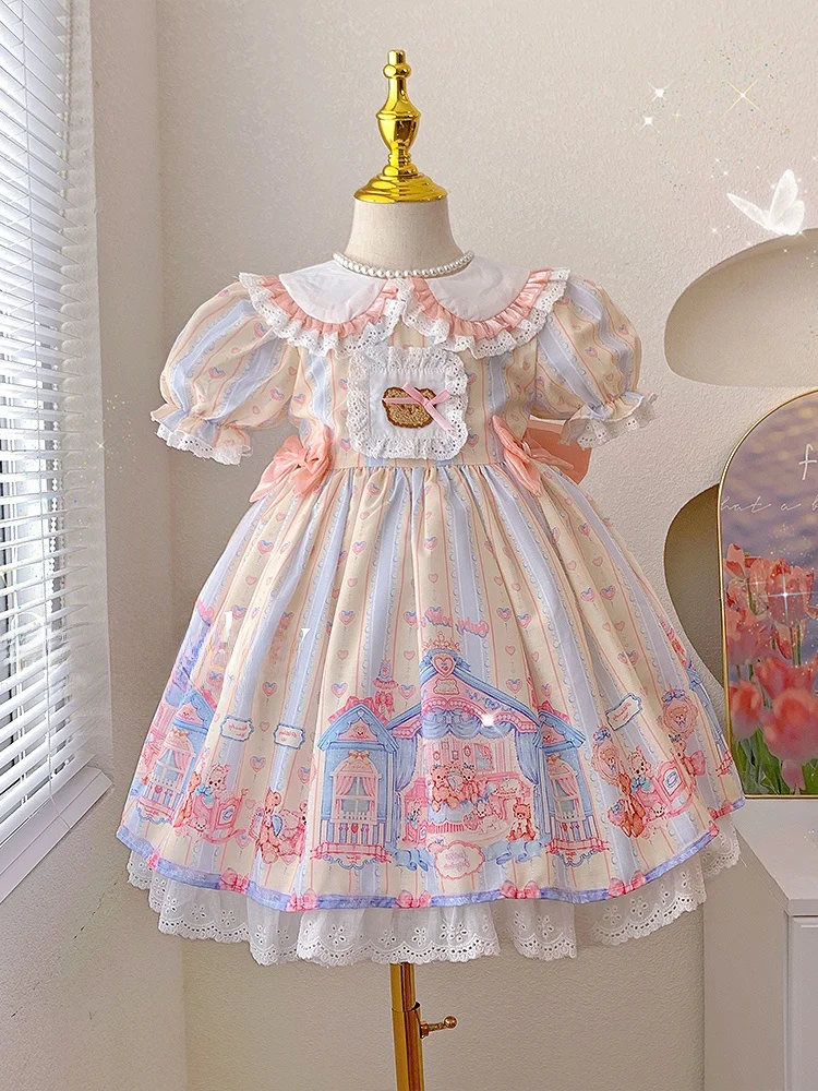 فستان لوليتا الأميرة بأكمام فقاعية حلوة للفتيات، فستان عيد ميلاد صيفي جديد للأطفال، فستان كوري بأكمام قصيرة - Image 2