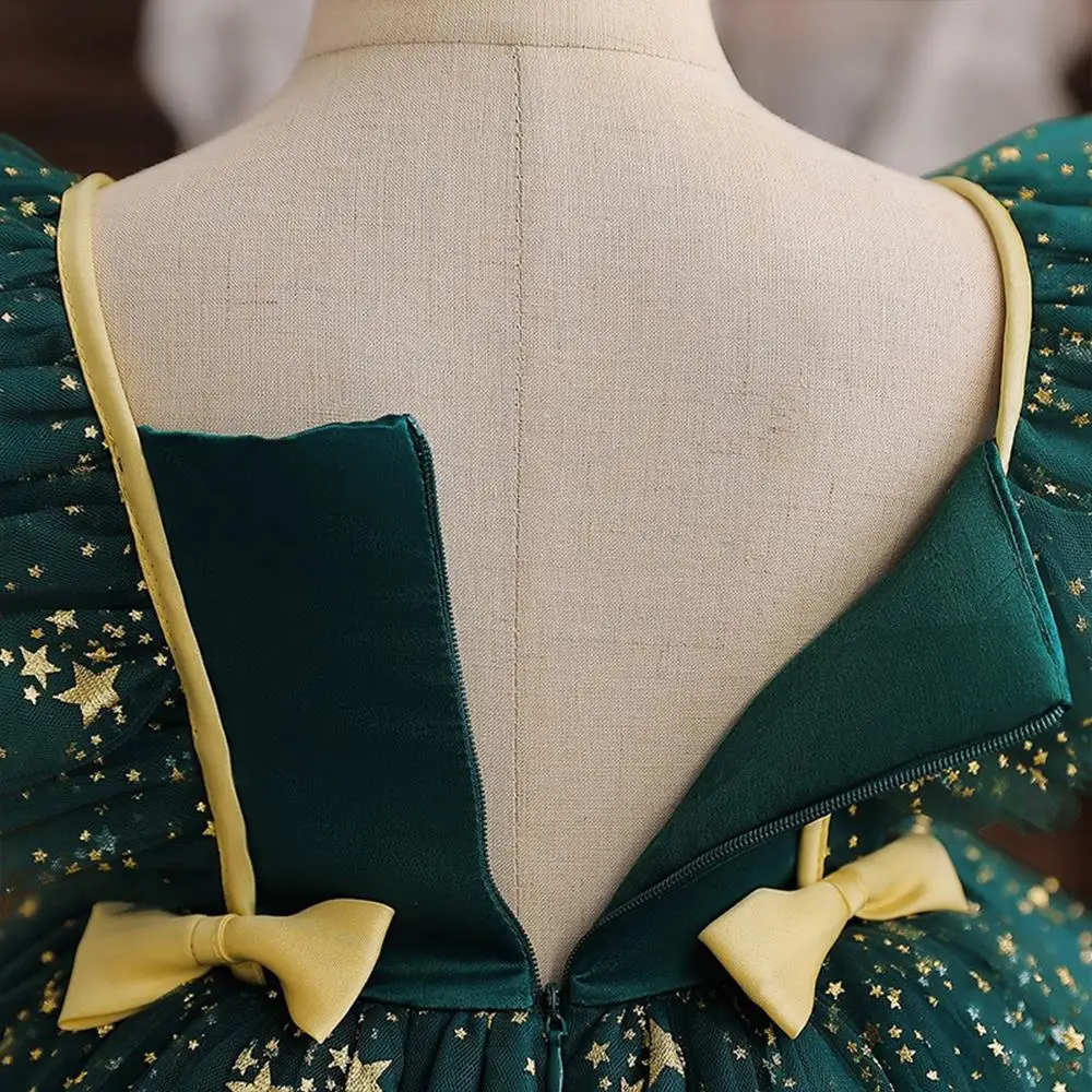 فستان حفلات للفتيات من بلوى لفصل الخريف، فستان عيد الميلاد وأعياد الميلاد والعطلات المدرسية، فستان تول بخصر مرتفع مع فيونكة، فستان زفاف، ملابس أطفال، فستان أميرة - Image 4