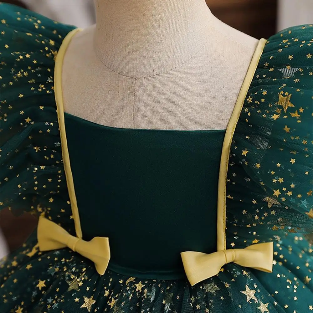 فستان حفلات للفتيات من بلوى لفصل الخريف، فستان عيد الميلاد وأعياد الميلاد والعطلات المدرسية، فستان تول بخصر مرتفع مع فيونكة، فستان زفاف، ملابس أطفال، فستان أميرة - Image 5