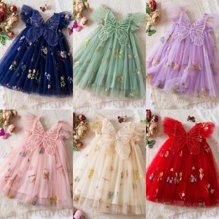 فستان بناتي صيفي من التول مطبوع عليه زهور فستان بناتي رائع لحفلات الزفاف فستان فتاة الزهور ملابس بناتي