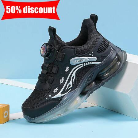 أحذية رياضية للأطفال، أحذية مدرسية عصرية للأولاد، أحذية مشي خفيفة الوزن ذات مشبك دوار وشبكة مانعة للانزلاق للاستخدام اليومي والخارجي