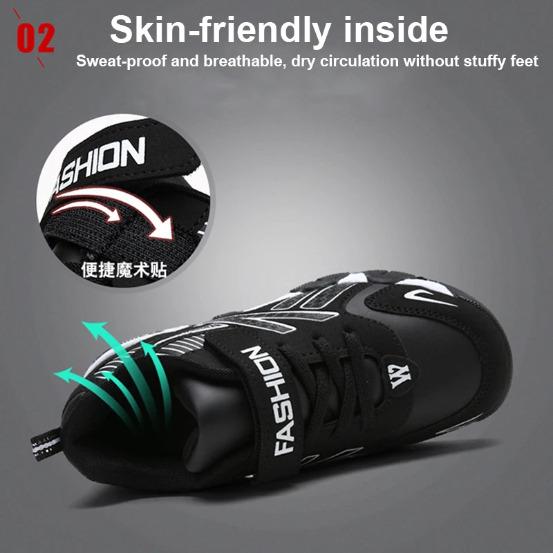 أحذية رياضية عصرية للأطفال للأولاد أحذية تنس مريحة من الجلد أحذية ركض خفيفة الوزن للأطفال في الهواء الطلق أحذية مشي رياضية - Image 5