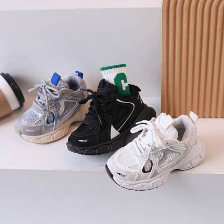 أحذية رياضية غير رسمية بنعل سميك للأولاد والبنات ، أحذية رياضية متعددة الاستخدامات للأطفال ، أحذية ركض قابلة للتنفس ، موضة جديدة ،.