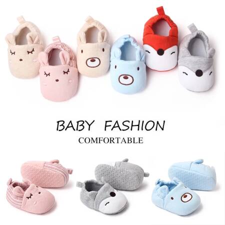 طفل أحذية القطن الناعم للطفل الفتيان والفتيات خيارات ملونة لطيف الحيوان تصميم الأحذية مع آذان