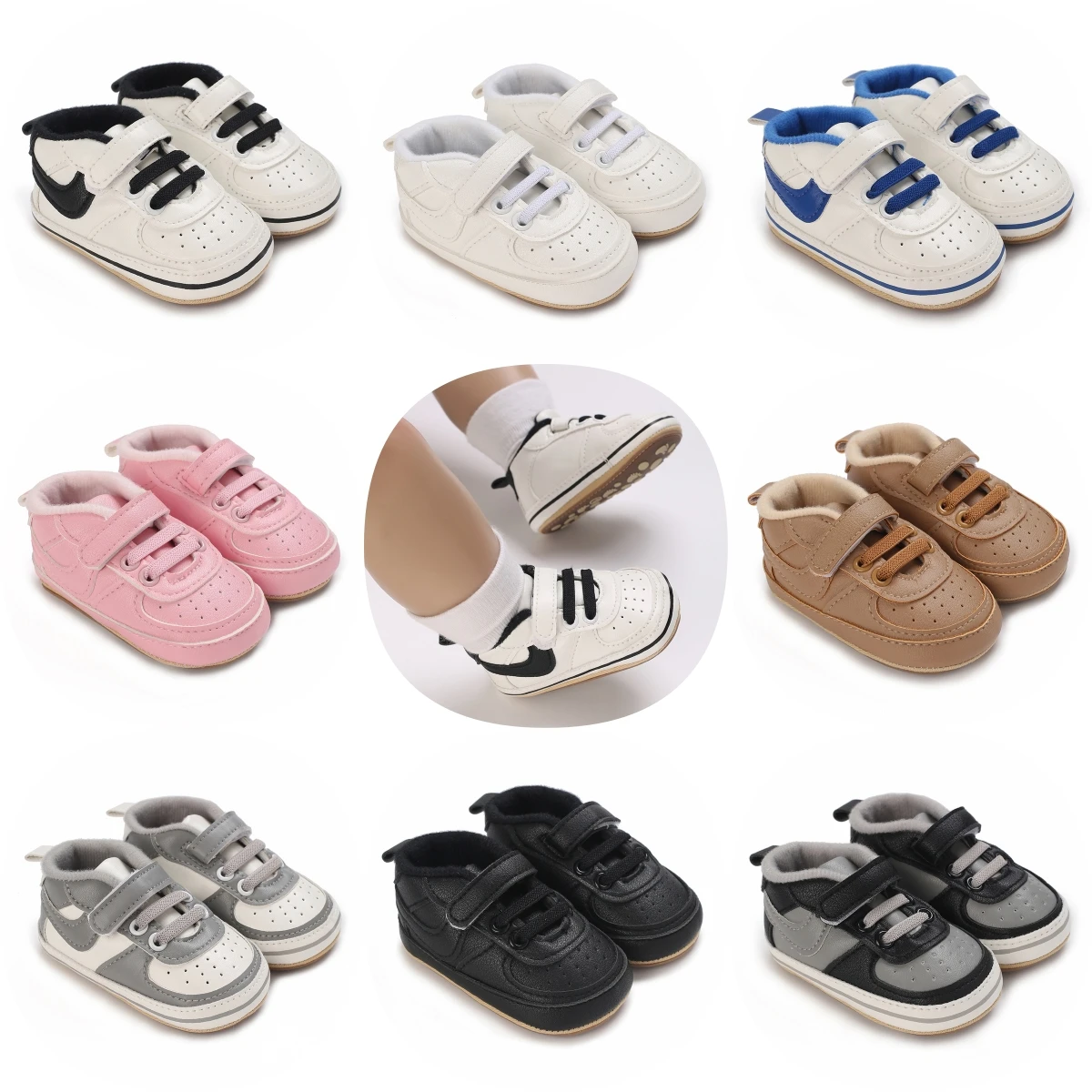 حذاء مطاطي لحديثي الولادة ، جلد صناعي ، متعدد الألوان ، مشاية أولى ، أحذية رياضية غير رسمية ، أحذية تعميد ، رياضة كلاسيكية ، صبي ، فتاة ، 0-18 م