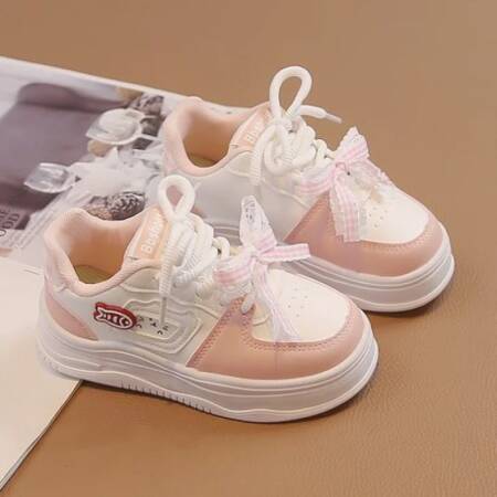 أحذية رياضية للفتيات المراهقات على الطراز الكوري، موضة عصرية من الجلد الصناعي، أحذية رياضية للأطفال مضادة للانزلاق وقابلة للتنفس.