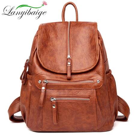 حقائب ظهر نسائية جلدية عالية الجودة حقيبة كتف نسائية عتيقة كيس دوس حقيبة سفر للسيدات حقائب مدرسية Mochilas للفتيات