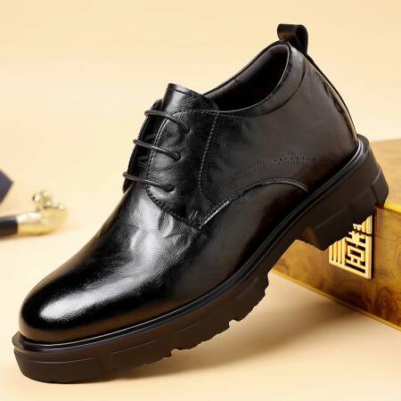 حذاء كاجوال عصري من الجلد الأسود للرجال للتنقل اليومي في الهواء الطلق حذاء أكسفورد ناعم سوليد مضاد للانزلاق ومقاوم للاهتراء حذاء رسمي
