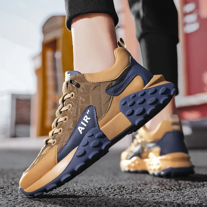 أحذية رياضية رجالية ربيعية جديدة كاجوال كلاسيكية عصرية سميكة القاع أحذية ترفيهية قابلة للتنفس من الألياف الدقيقة مطورة لربيع الخريف - Image 3