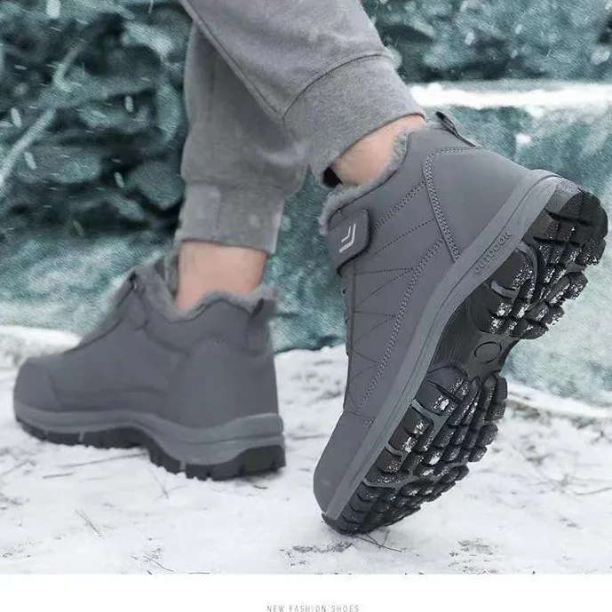 الرجال الشتاء سميكة القاع الثلوج الأحذية الدافئة صوف مبطن أحذية رياضية غير رسمية في الهواء الطلق المضادة للانزلاق أحذية قطنية جولة تو كعب مسطح - Image 3
