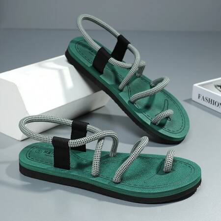 شباشب صيفية غير رسمية متينة، صنادل كاجوال صيفية للرجال سهلة الارتداء ومضادة للانزلاق للاستخدام الخارجي، شباشب للشاطئ بأصابع مفتوحة