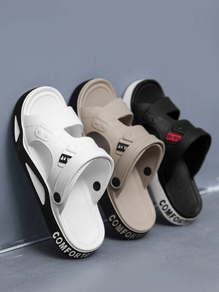 شباشب رجالية صنادل صيفية جديدة EVA خفيفة للكبار أحذية شاطئ سميكة نعل مانعة للانزلاق صنادل مفتوحة من الأمام للخارجية