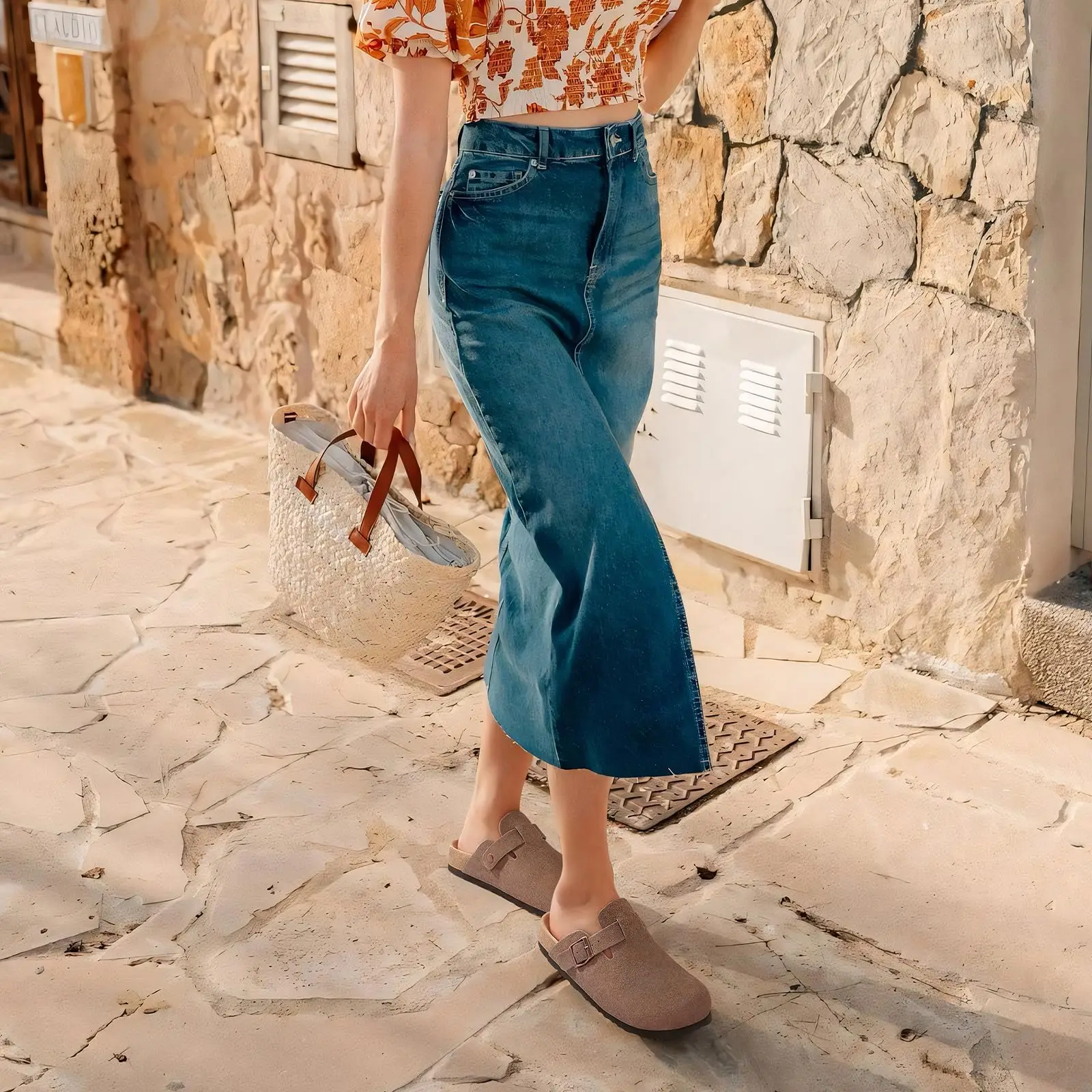 قباقيب من جلد الغزال الأصلي من Pallene للنساء والرجال صنادل من الفلين مع دعم قوس للصيف للزوجين البغال الجلدية الخارجية - Image 6