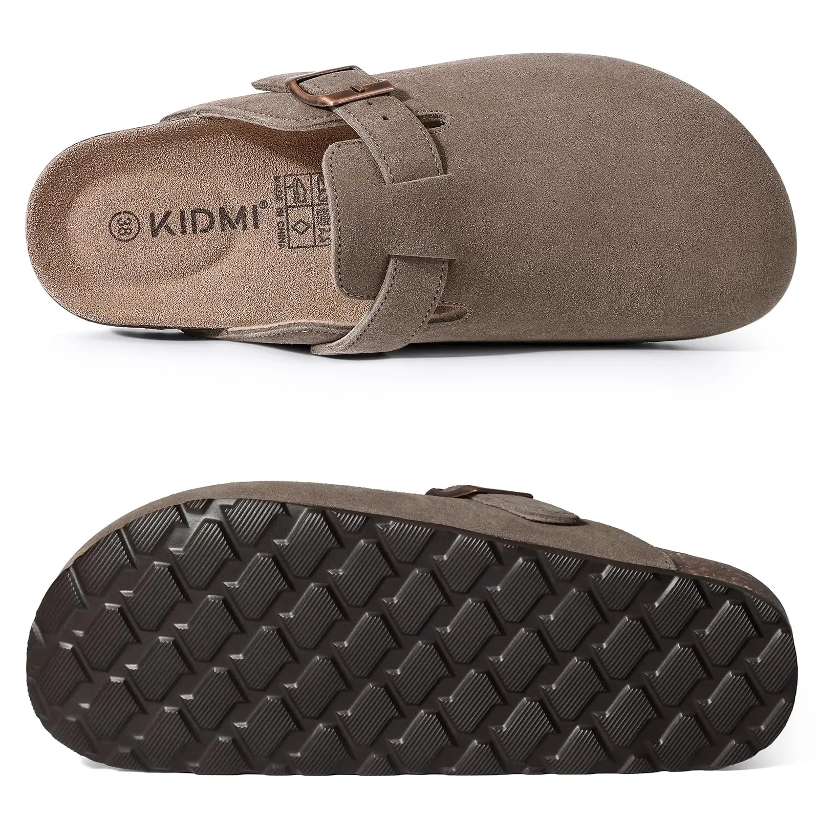 قباقيب من جلد الغزال الأصلي من Pallene للنساء والرجال صنادل من الفلين مع دعم قوس للصيف للزوجين البغال الجلدية الخارجية - Image 2